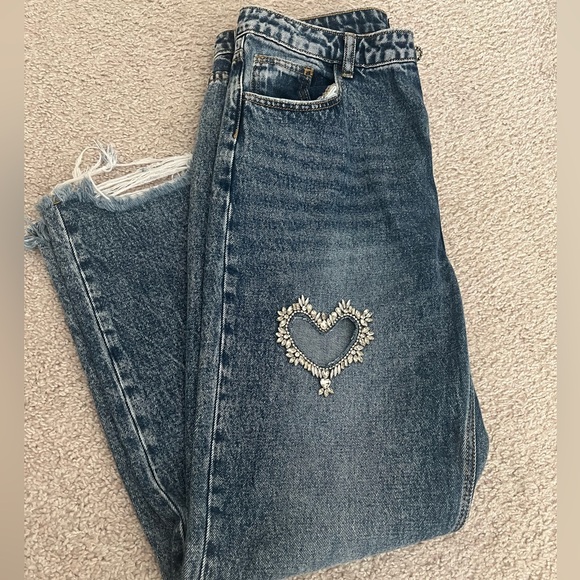 Mom style jeans with crystal details - Picture 4 of 5